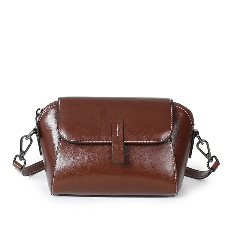 Borsa piccola a tracolla in pelle di vacchetta cerata ad olio per donna Borsa a mano a tracolla alla moda e versatile Borsa per telefono casual da donna