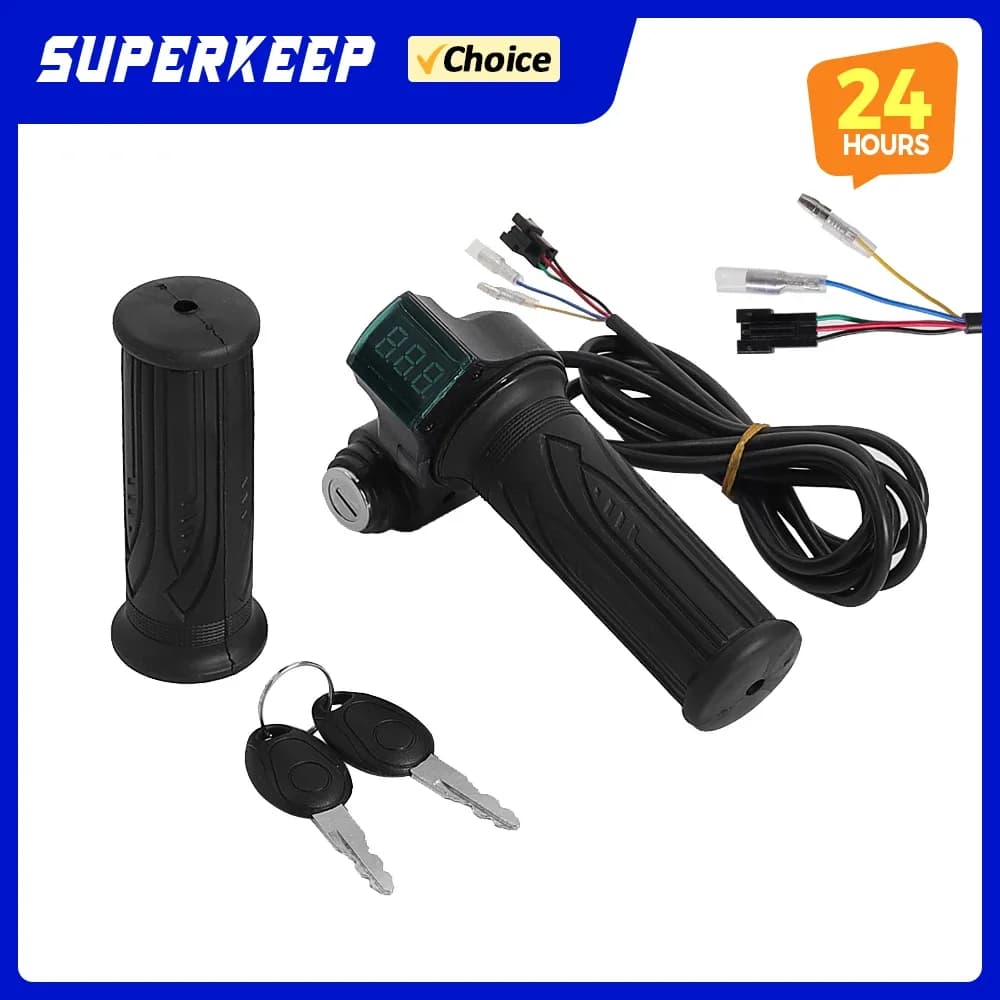 Manopola acceleratore con display LED e interruttore di alimentazione per bici elettriche e scooter 24V 36V 48V 60V - Ricambio