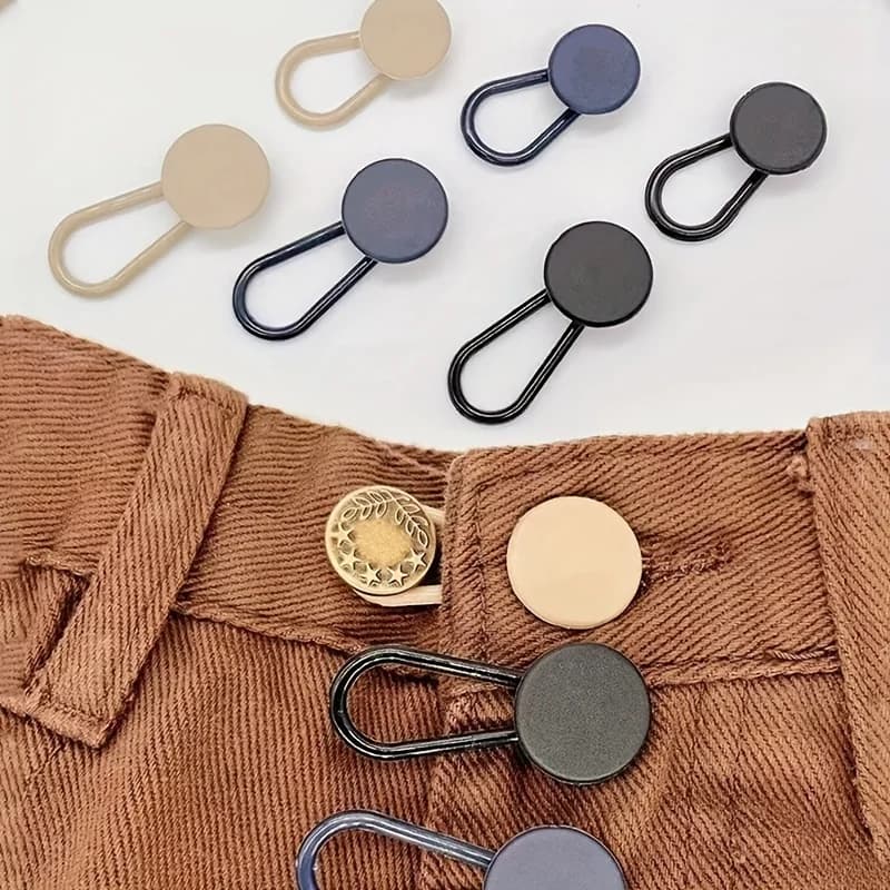 6-piece universal waistband extender with adjustable elastic waistband buckle for jeans