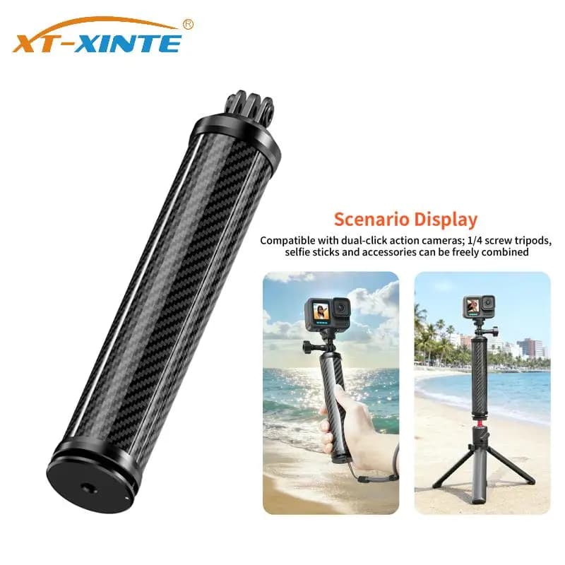 Carbon Fiber Grip for GoPro Hero 13 12 and Insta360 X5, Action Camera Accessories, Floating Handle, Monopiede Auction