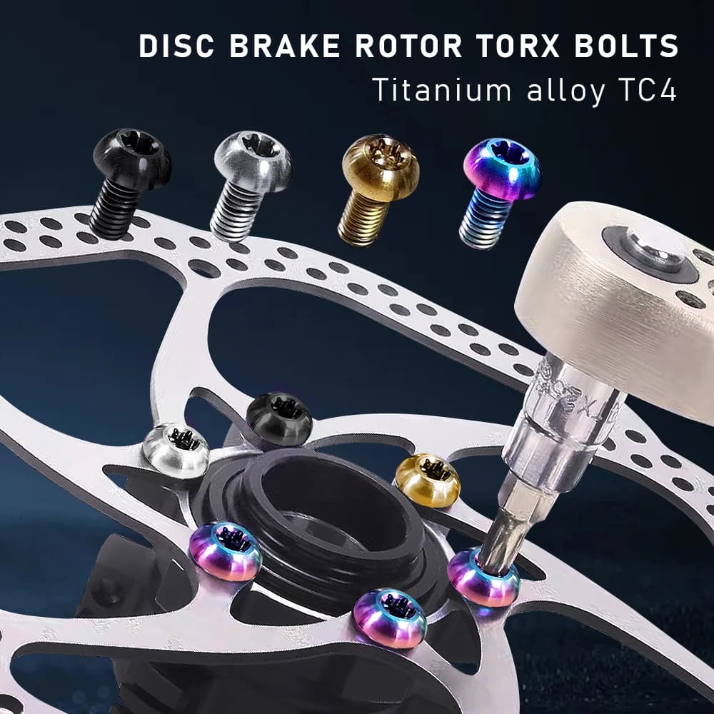 KRSEC12pcs Bicycle Disc Brake Rotor Torx Bolts T25 M5x10mm Titanium Alloy MTB Road Mountain Bike Fixing Screws Cycling Accessory