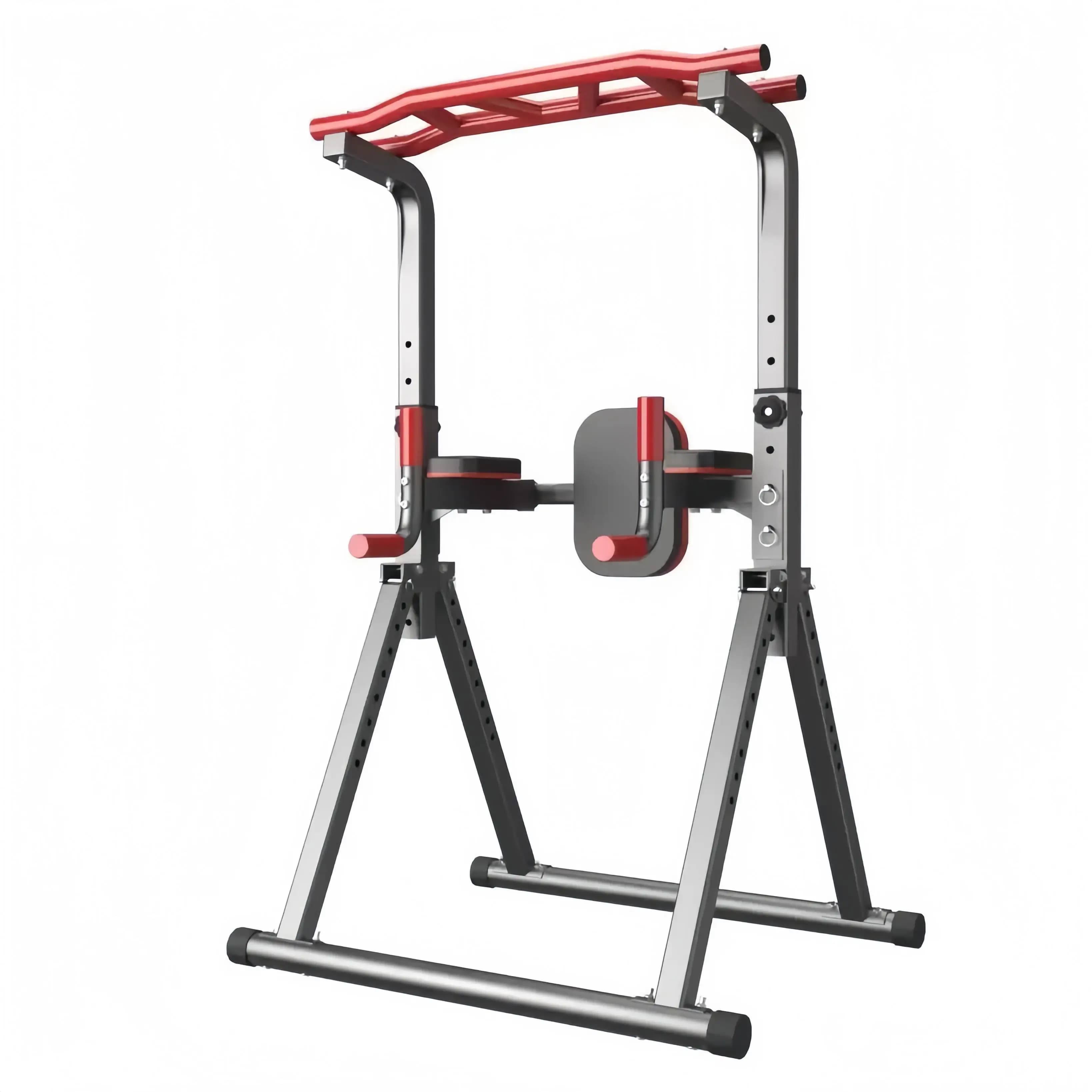 Multifunction Foldable Training Tower with Traction Bar and Dip Station, Adjustable Strength Training Equipment in Gym, Home & Outdoor