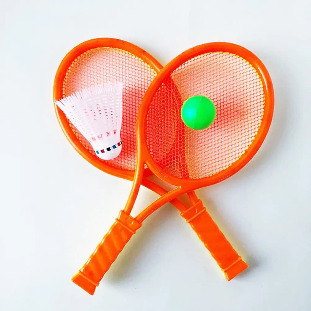 1 paio di racchette da tennis e badminton, palla elastica in PU, superficie liscia, sicura per bambini, attrezzatura da gioco per esterni multiuso, per principianti