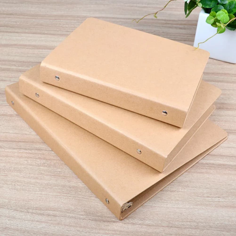 Set di 3 Copertine per Quaderno Ricaricabile in Carta Kraft, Formato A5, per Agenda, Planner, Uso Scolastico e d'Ufficio, con Anelli in Ferro Robusti