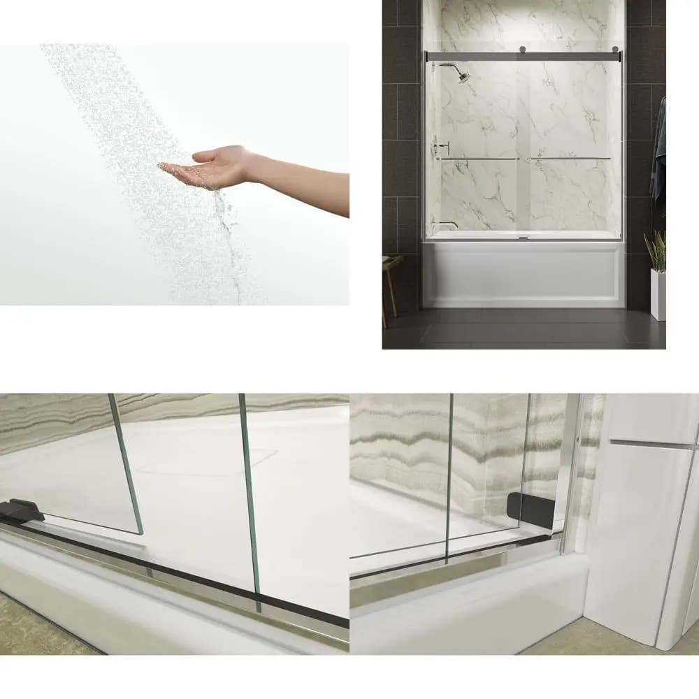 Porta per bagno Levity Bypass con portasciugamani, vetro trasparente 1/4, argento brillante
