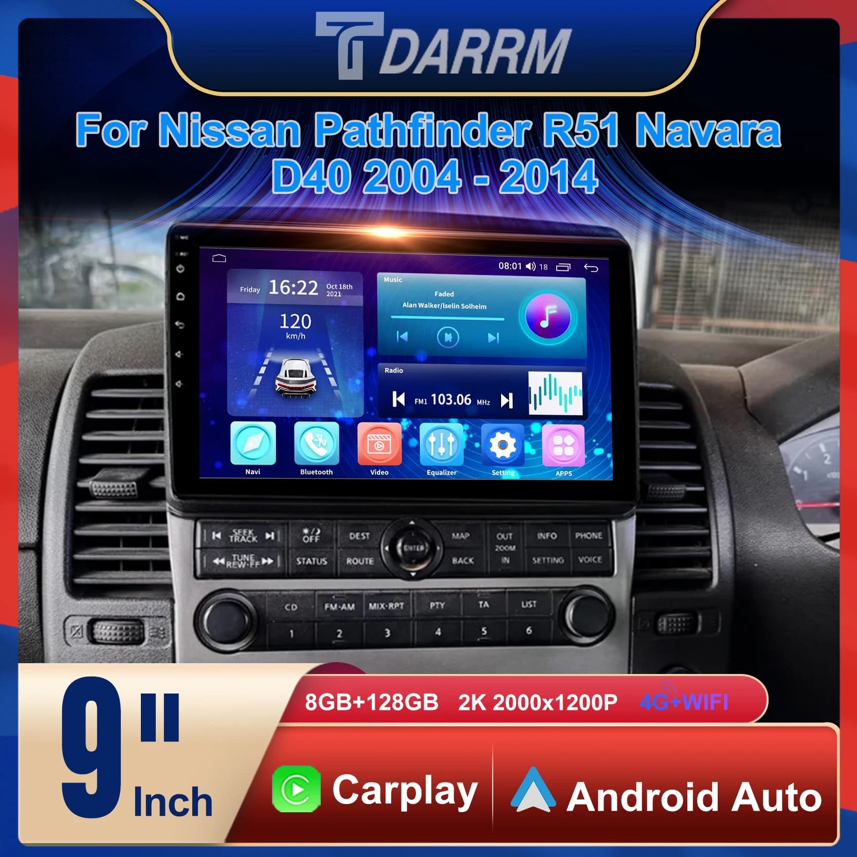 Per Nissan Pathfinder R51 Navara D40 2004 - 2014 Autoradio Android Lettore Multimediale di Navigazione GPS Carpaly Schermo Auto Stereo
