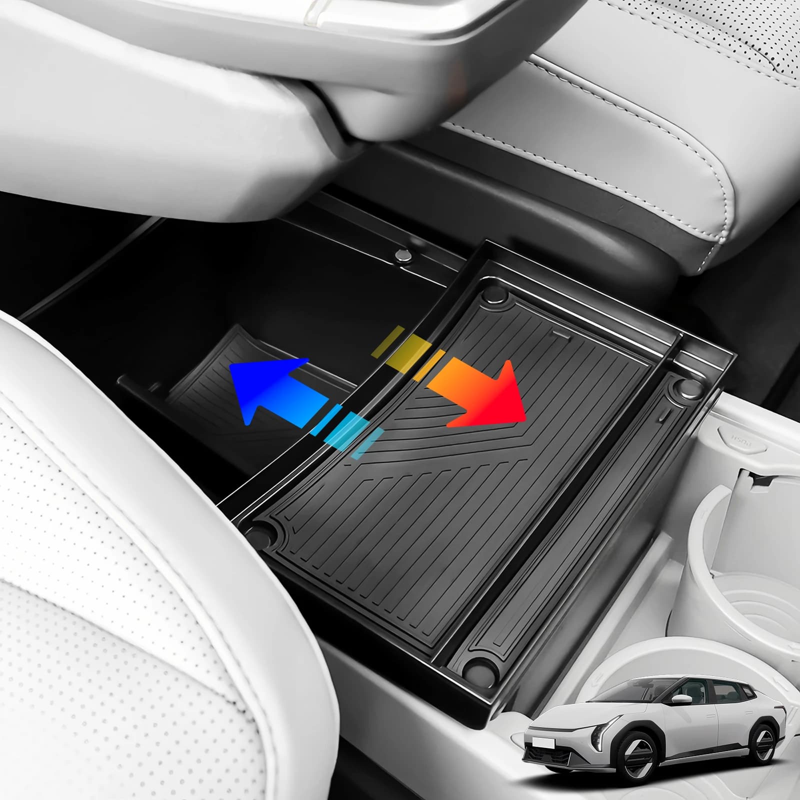 Per Kia EV4 2025 2026: Scatola portaoggetti a doppio strato sotto il bracciolo centrale, organizer interno, vassoio portaoggetti per auto, per riporre e organizzare