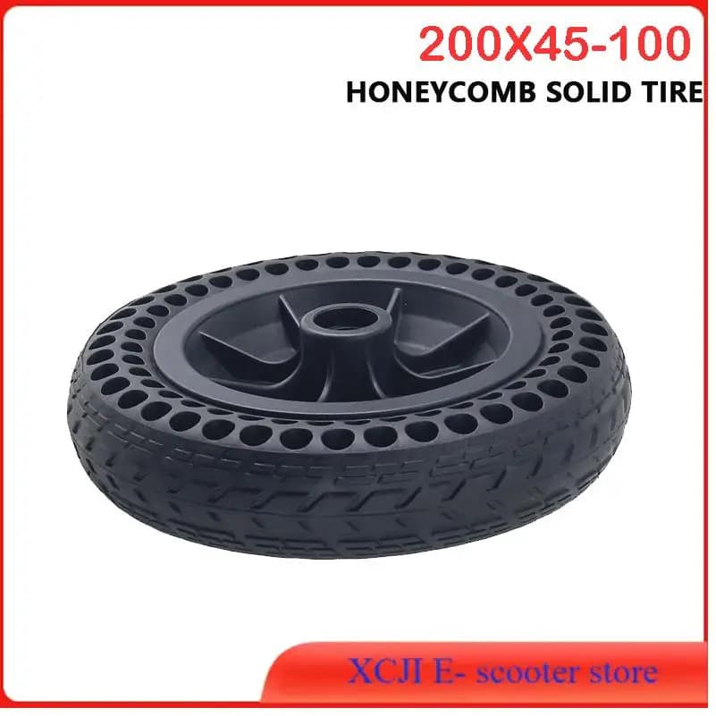 Pneumatico Solido da 8 Pollici con Mozzo in Plastica 200x45-110 per Scooter Elettrico e Sedia a Rotelle, Senza Gonfiaggio, Ruota Completa Durevole 8mm