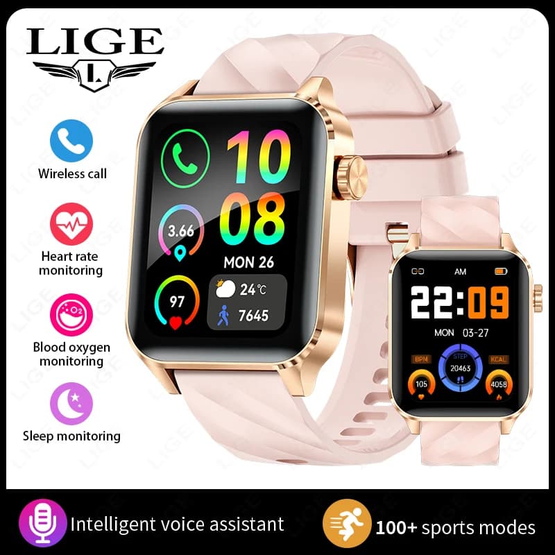 Smartwatch LIGE di Lusso per Donne, Tracker Fitness Sportivo, Monitoraggio del Sonno, Chiamate Bluetooth, Messaggistica, Offerta Speciale, Smartwatch per Uomini
