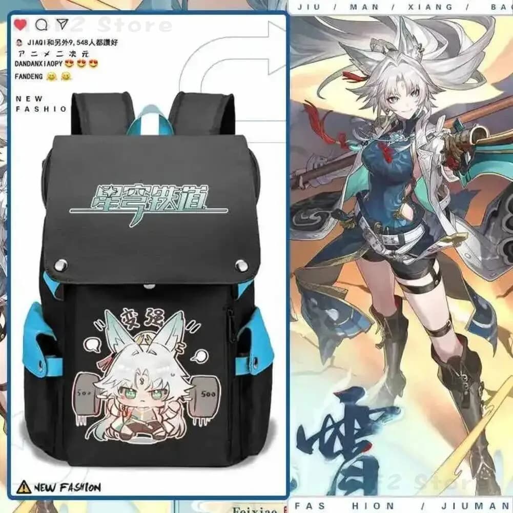 NUOVO Zaino Casual Versatile per Uomo e Donna, Tema Anime Honkai: Star Rail Feixiao, Borsa Scolastica Cartoon, Zaino per Studenti Honkai: