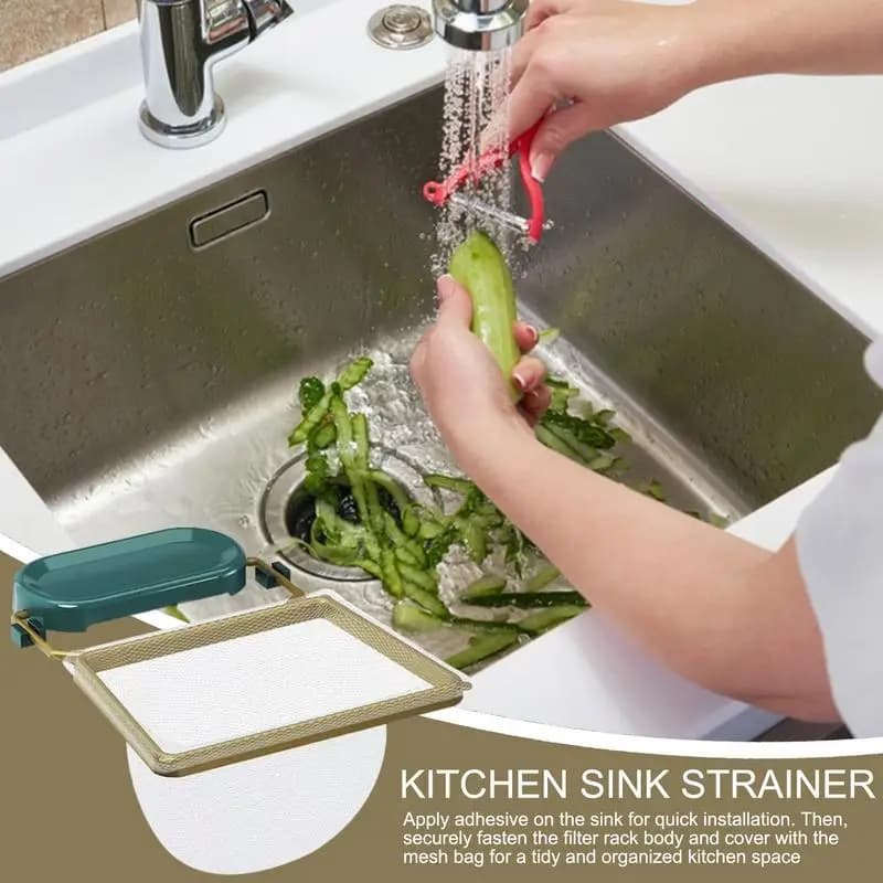 Rastrelliera per rifiuti in rete Lavello da cucina Rete per rifiuti alimentari per lavello Catcher per alimenti con sacchetti a rete Cestello per lo smaltimento dei rifiuti per il bagno