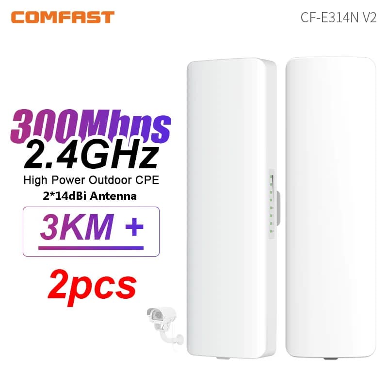 Comfast Router Wifi 3-5KM 2.4GHz 300Mbps Esterno CPE Wireless WiFi Ripetitore Extender Punto di Accesso AP IP65 WiFi Bridge POEAdapter