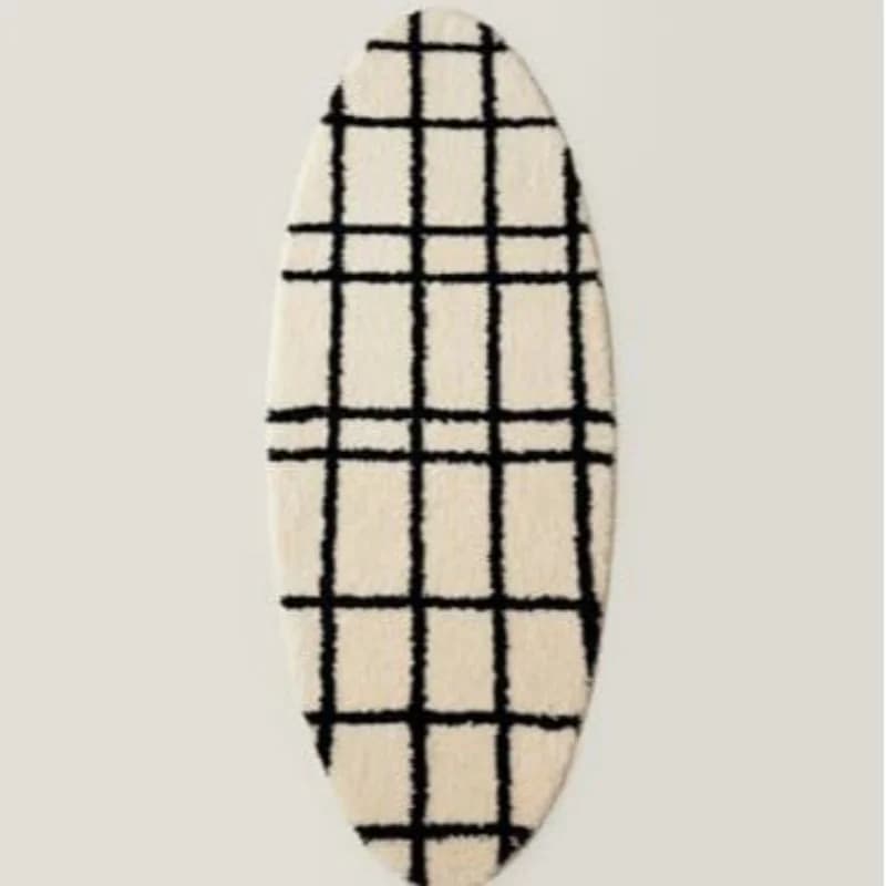 VIKAMA Dopamine Color-Coated Oval Trend Design Bedroom Flannel Carpet Living Room Bedside Rug, Study Foot Mat Home Decoration