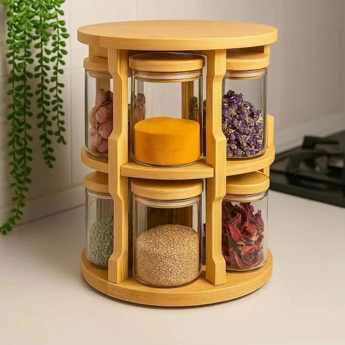 Set da 10 pezzi Organizzatori da cucina e contenitori portaoggetti in vetro con coperchi Contenitore per barattoli di spezie per feste
