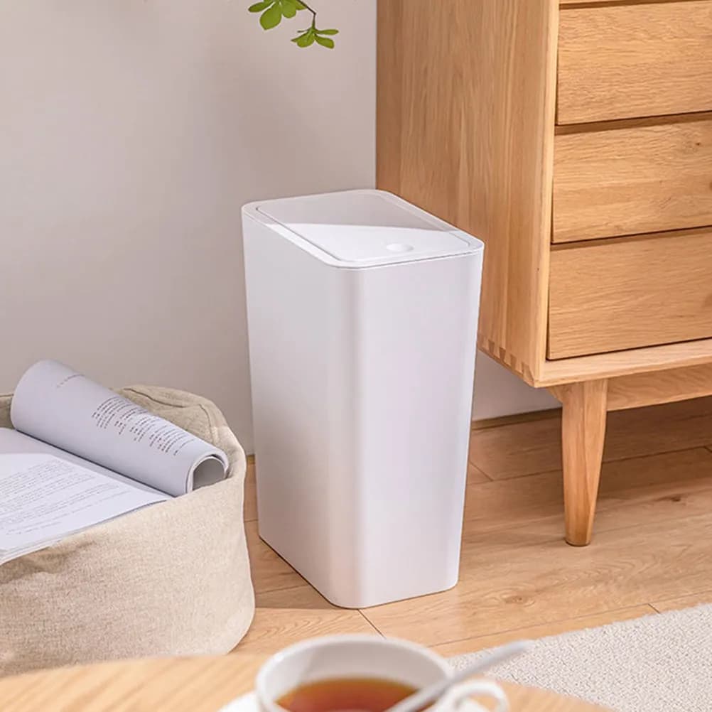Piccolo Cestino per Rifiuti con Coperchio, Affidabile Contenitore in Plastica per Bagno, Cucina, Ufficio, Cestino Sottile e Stretto per Rifiuti