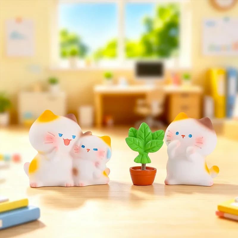 In Stock Sanwei Working Cat Blind Box Cute PVC Figure Desk Decor Collectible Gift for Office Workers Fans