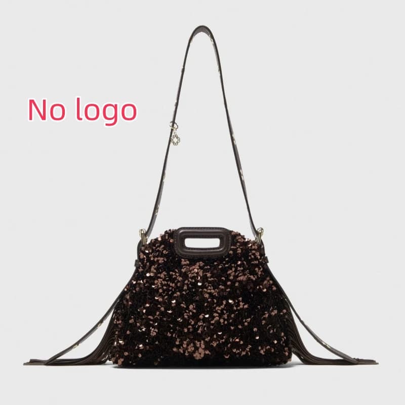 Glitter Sequined Handbag for Women, Luxury Designer Shoulder Bag with Tassel, Fashion Crossbody Bucket Bag for Ladies Elegant
