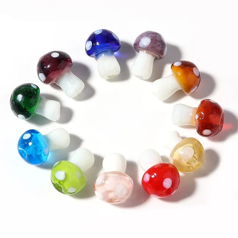 ZW06 10 pz 14mm Divertimento Mini Petite Cartoon Colorato Spot Vetro Squisito Funghi Perline Perline Collana Bracciale Creazione di gioielli