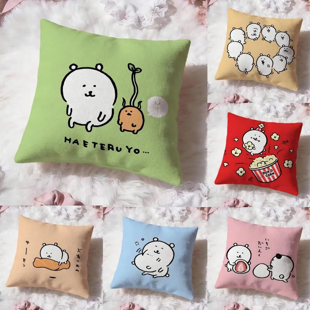 Cute bear N-Nagano BearS Cushion Cover Premium Comfort Reversible Pillow Cove -Two in One Design for Any Room & Car Interior