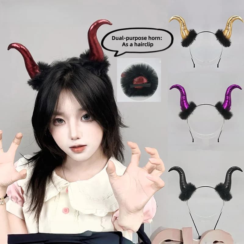 Fascia per capelli a tema oscuro con corna da diavolo per uomo e donna, fermaglio per capelli con corna per ragazze, accessori per cosplay da diavolo, fascia per capelli originale e accattivante