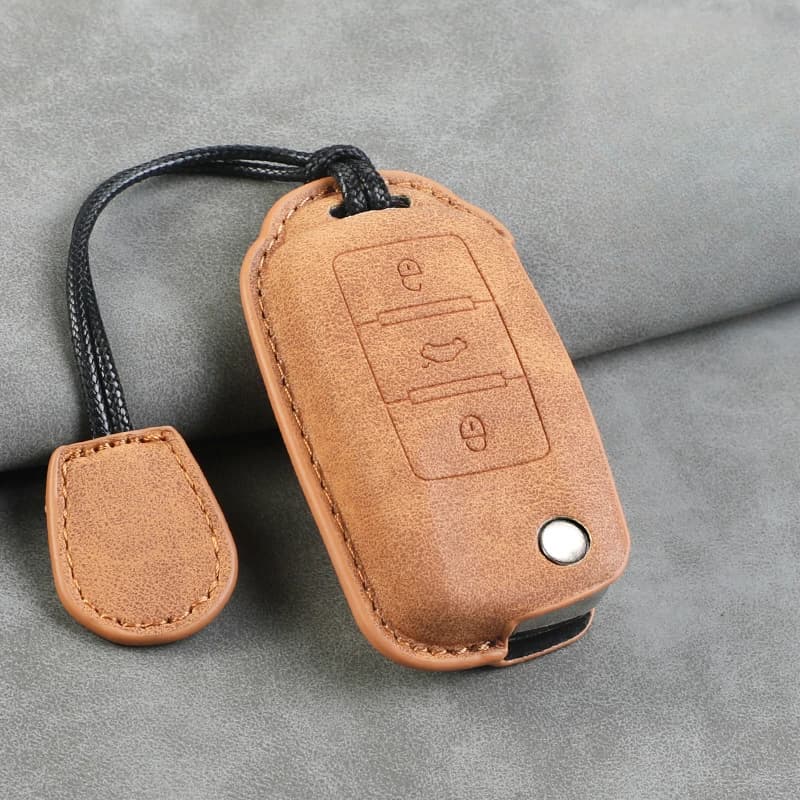 Per VW Volkswagen Polo Golf Passat Beetle Tiguan Skoda Octavia Kodiaq Seat Leon Altea Keyless Custodia per chiave in pelle per auto