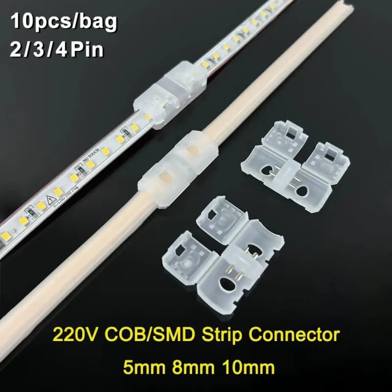 10 pz/borsa Senza Saldatura Medio Indietto 220 v SMD Cob Connettore 5mm 8mm 10mm 2 3 4 pin 220 V Ha Condotto La Luce di Striscia connettore