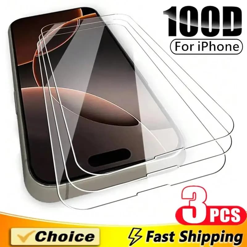 3 Pezzi di Vetro Temperato per iPhone 16 11 12 13 14 15 Pro Max, Protezione Schermo per iPhone 13 Mini XR X XS MAX 8 7 16 Plus