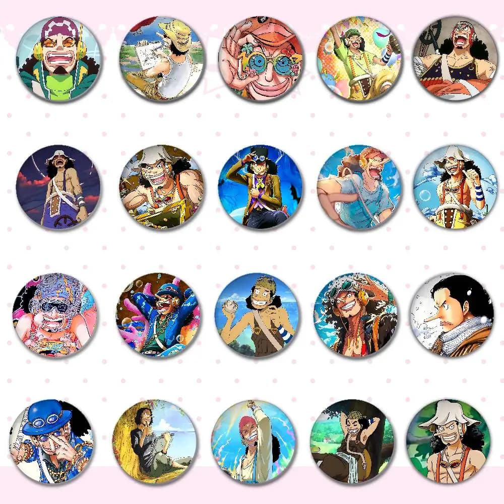 Spille Rotonde One Piece Usopp, Simpatiche Spille a Tema Cartone Animato per Cosplay, Fai da Te, per Zaini, Abbigliamento e Gioielli