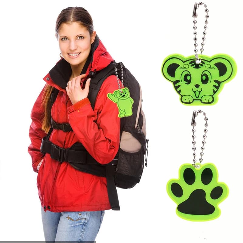 5-10 pieces cute dog zamp bear reflective keyring pendant bag guide out night for road safety use accessories gift