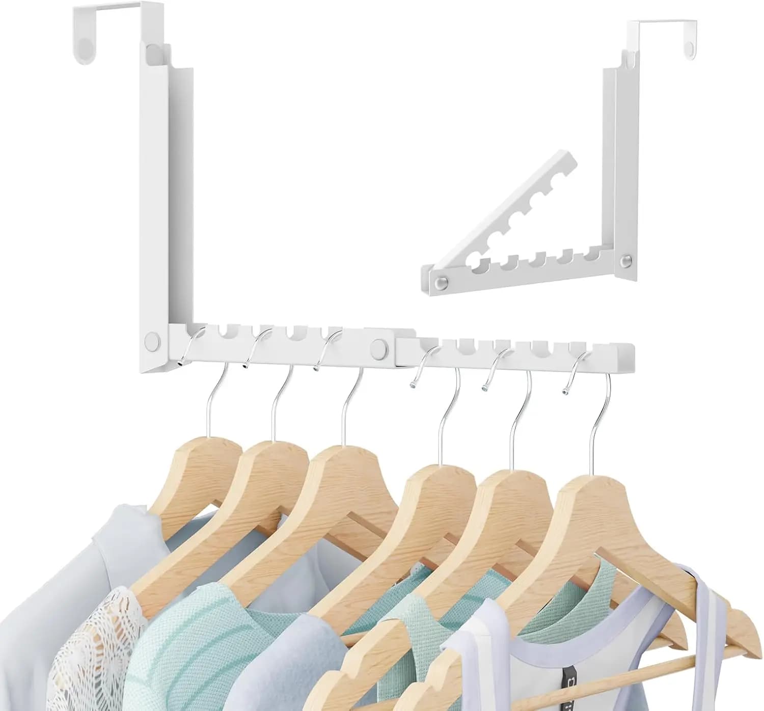 Appendiabiti da porta con design pieghevole per asciugare vestiti, asciugamani, cappelli e altro, 10 ganci salvaspazio, adatto alla maggior parte delle porte