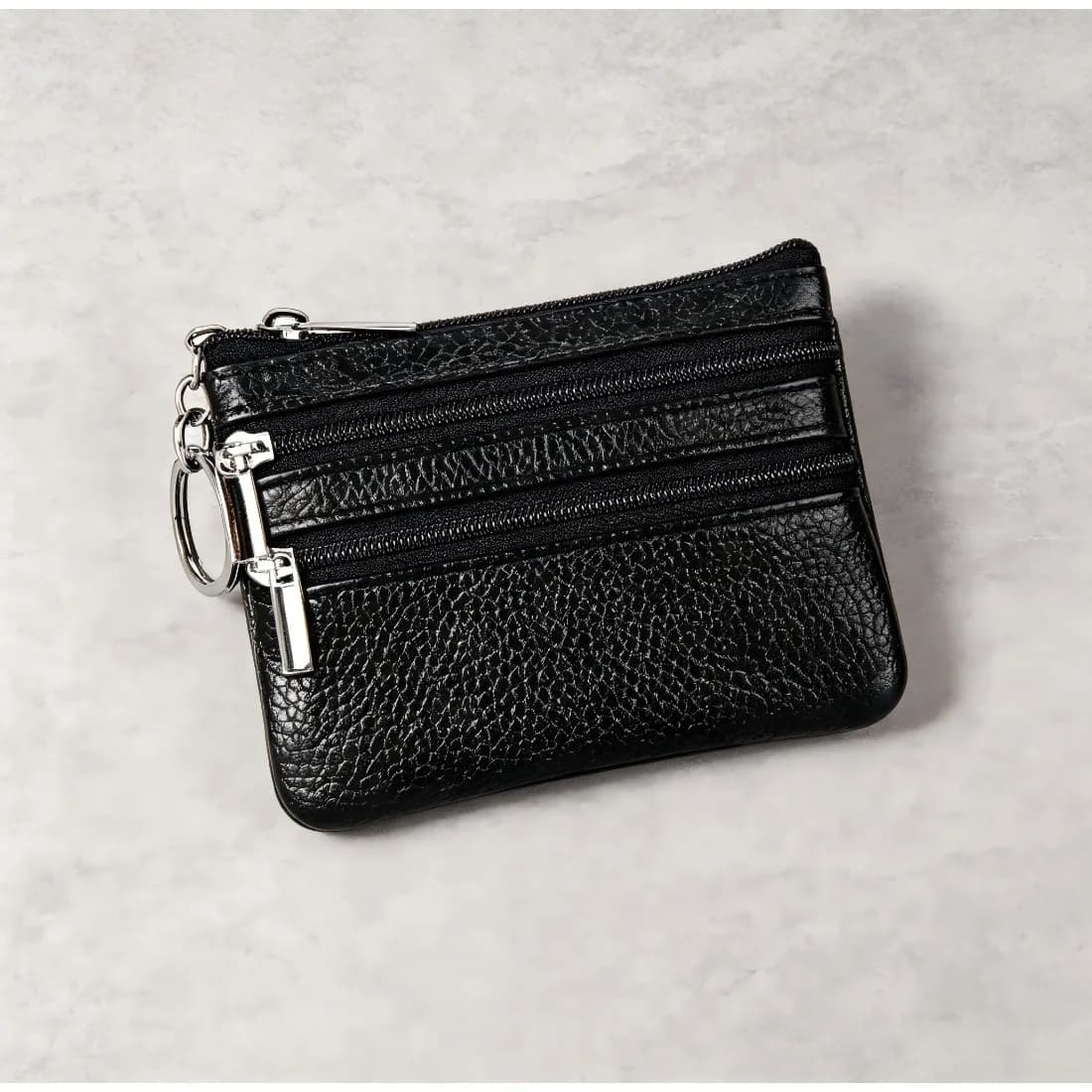 Mini portamonete da donna in morbida vera pelle, portamonete portatile con portachiavi, custodia compatta per monete, carte e chiavi, borsa tascabile alla moda per shopping quotidiano e viaggi