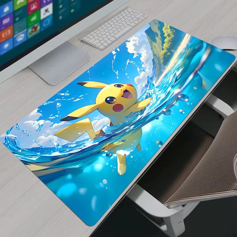 Tappetino per mouse grande 900*400 Pokemon Pikachu, tappetini da scrivania per ufficio, accessori per giochi per PC, tappetino per mouse XXL, tappetino per tastiera resistente per laptop