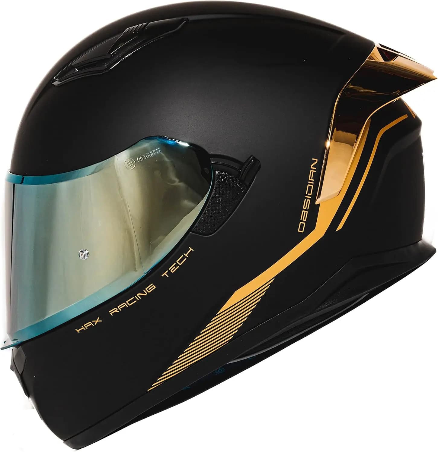 Casco Integrale per Moto con Doppia Visiera, Omologato DOT, Nero Opaco e Oro, per Moto Stradali, Compatibile con Pinlock