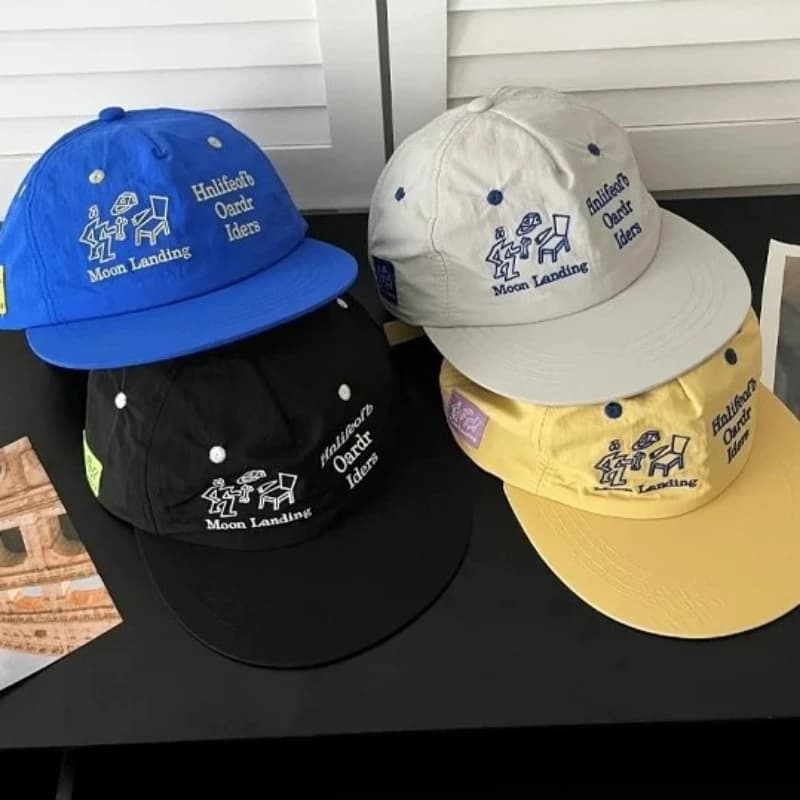 Cartoon Embroidery Baseball Cap for Women Outdoor Sports Snapback Baseball Cap Flat Brim Hip Hop Streetwear Hat