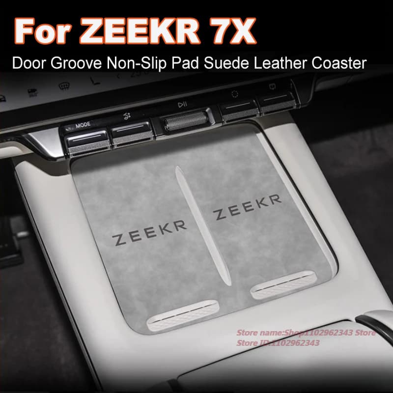 Per ZEEKR 7X 2025 Tappetino antiscivolo Sottobicchiere in pelle scamosciata Tappetino antiscivolo Scanalatura porta interna auto Accessorio modificato
