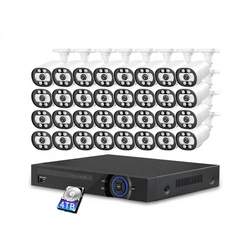 Sistema di Telecamere POE H.265 36CH 5MP, Kit di Sorveglianza e Protezione con NVR, Rilevamento Facciale, Audio Bidirezionale e Registrazione per Esterni