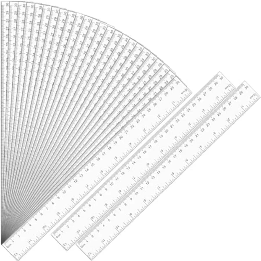 32 Pack Clear Ruler 12 Inch Bulk with Centimeters and Millimeters, Metric Rulers Measuring Drawing Tool for,Ideal Back to Schoo
