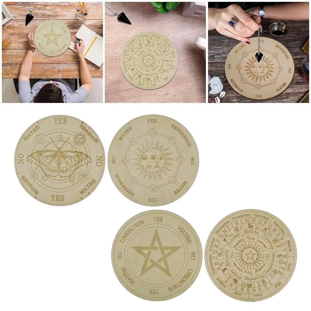 Tavola a Pendolo in Legno per Rabdomanzia e Divinazione, Tavola per Messaggi Metafisici, Ciondolo per Principianti