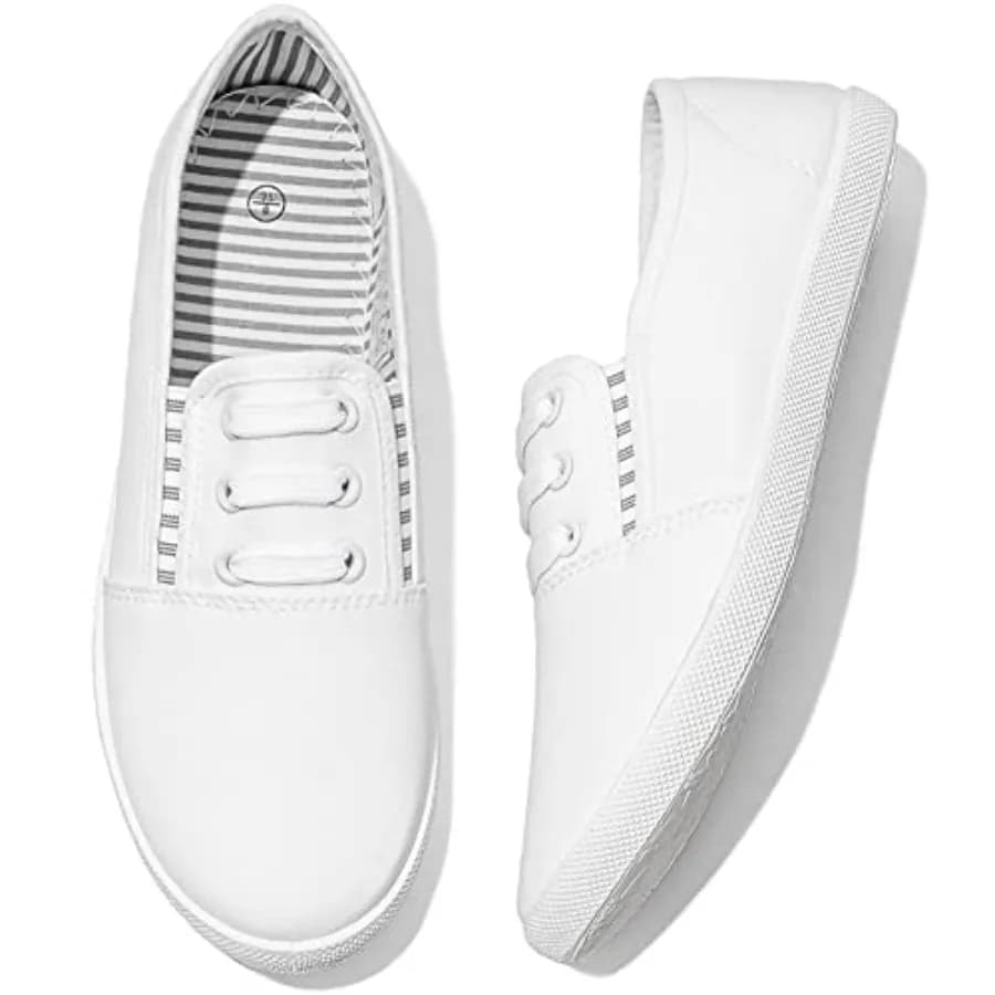 Women's Canvas Slip On Sneakers - Casual Walking Shoes, Non Slip Work Shoes