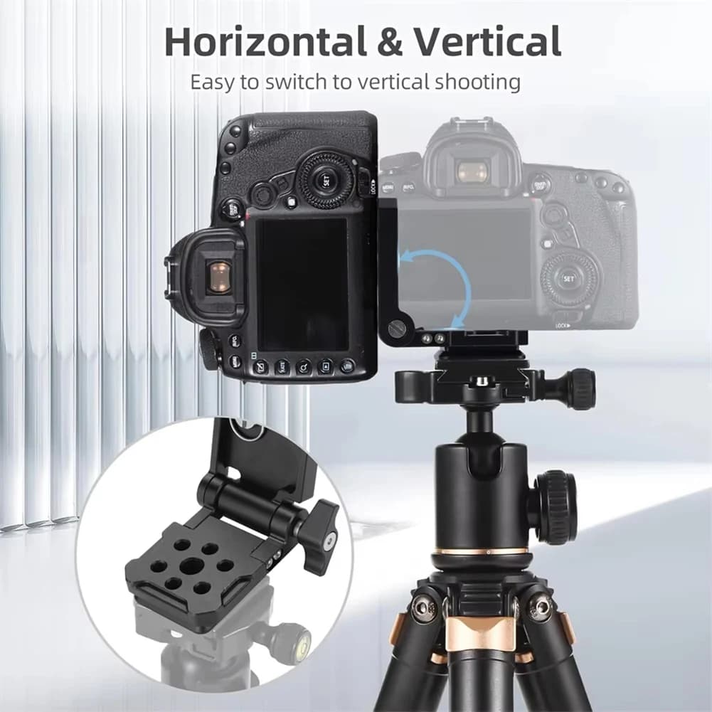 A72P Staffa a L per fotocamera pieghevole Commutazione orizzontale verticale Piastra a sgancio rapido Accessori per stabilizzatore monopiede Testa per treppiede
