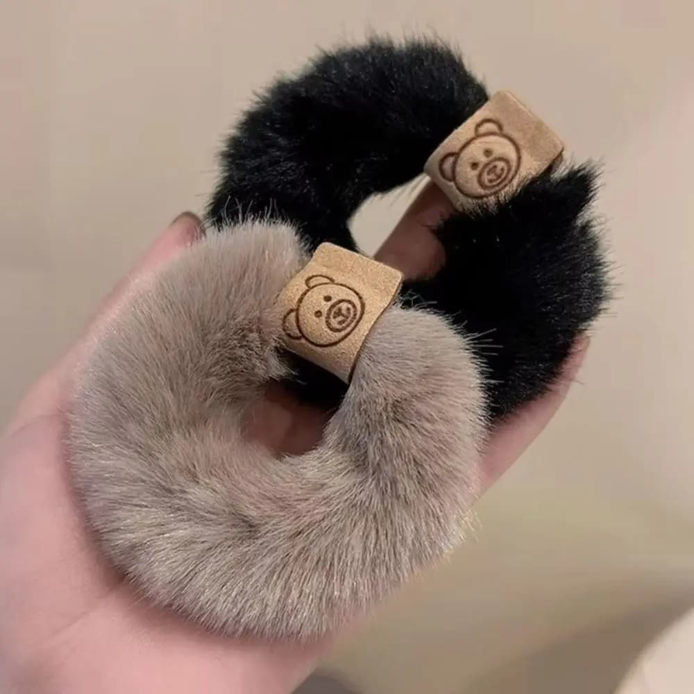 Fascia per capelli in stile coreano alla moda Anello per asciugamano morbido Corda per capelli Orso Fascia per coda di cavallo durevole