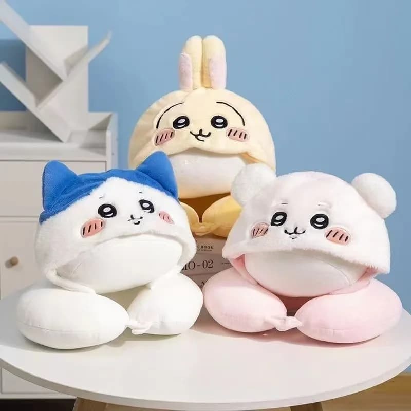 Chiikawa Plush Hooded Pillow Kawaii Usagi Hachiware U-Shaped Pillow Ins Korean Cartoon Anime Friend Birthday Gift