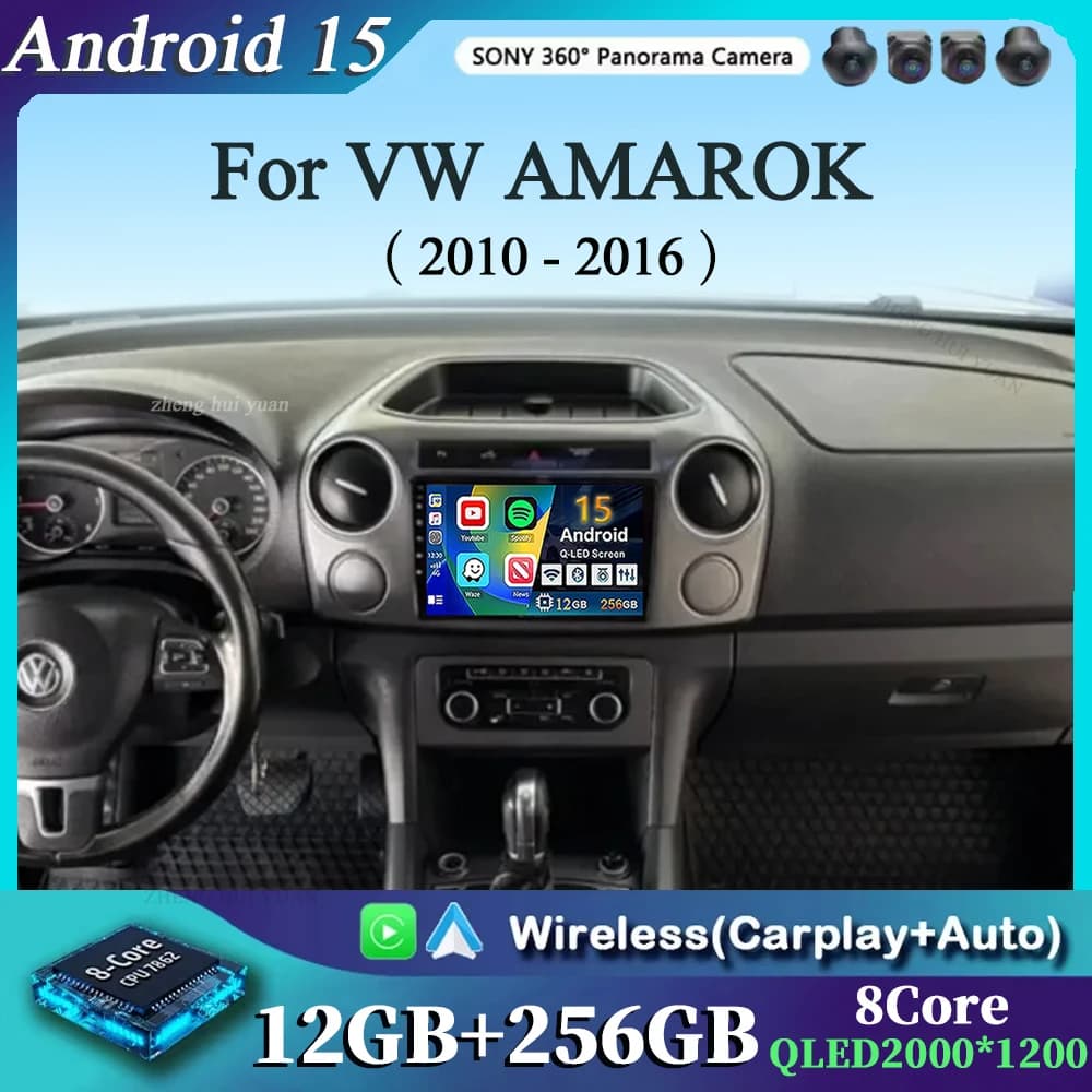 Per Volkswagen VW AMAROK 2010 - 2016 Android 15 Carplay Auto Car Radio Multimedia Video Player Navigazione GPS DSP 4G WiFi 360