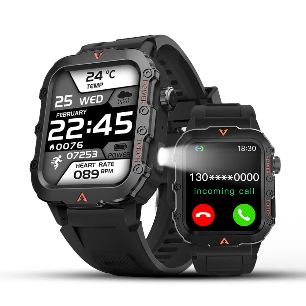 LAXASFIT 2024 Nuovo 1.71 pollici Bluetooth Chiamata vocale smartwatch Cardiofrequenzimetro Torcia a LED Sport all'aria aperta Fitness Smart Watch