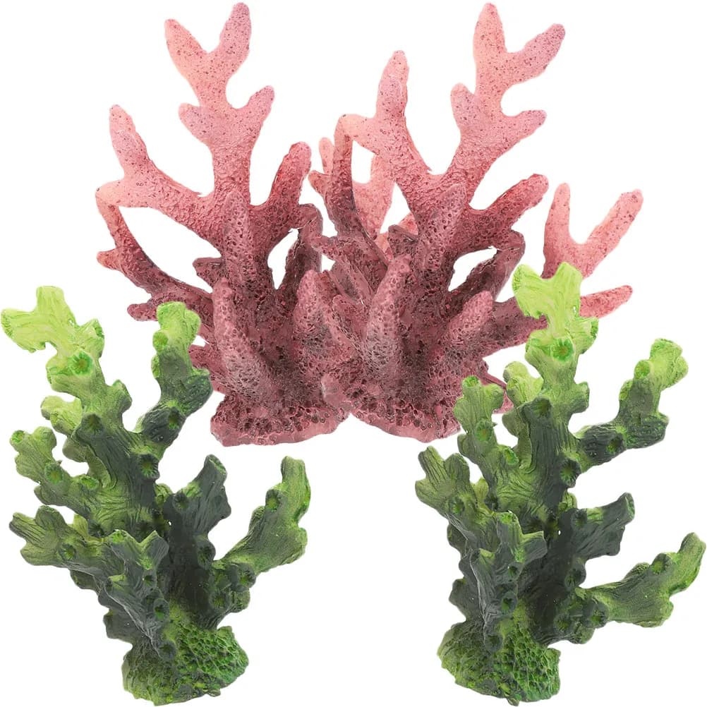 Set di 4 coralli, piante artificiali delicate, decorazioni per acquari, decorazioni per vasche per pesci, realistiche e resistenti all'usura