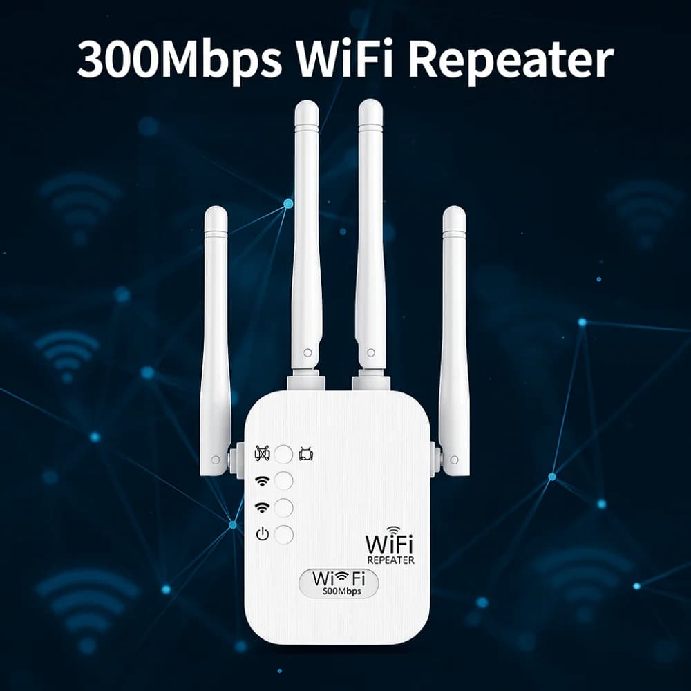 Amplificatore WiFi Bianco 300Mbps 2.4 GHz, Ripetitore Wireless Wi-Fi 802.11n US per Laptop