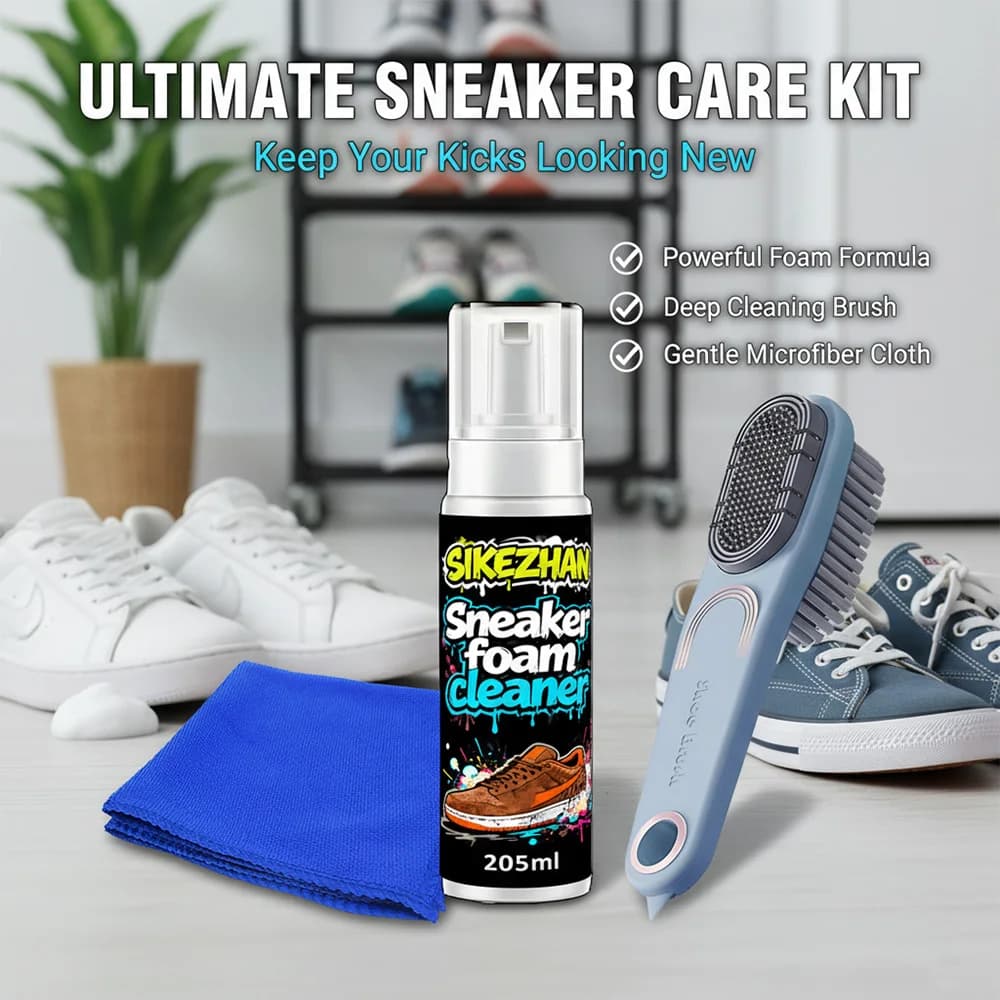 Set detergente per scarpe sportive, include una spazzola per decontaminazione efficiente e un panno in microfibra, per pulire rapidamente le scarpe sportive
