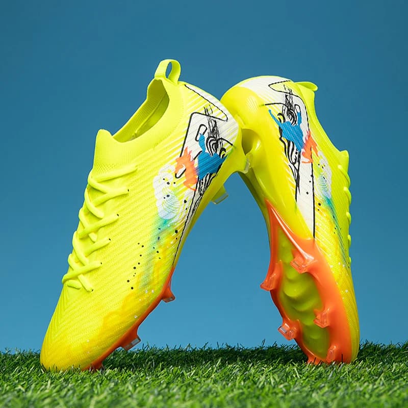 AG/FG Football Shoes for Men and Women, Breathable with Heels, Futsal Anti-slip Training Shoes, Grass Football Sneakers
