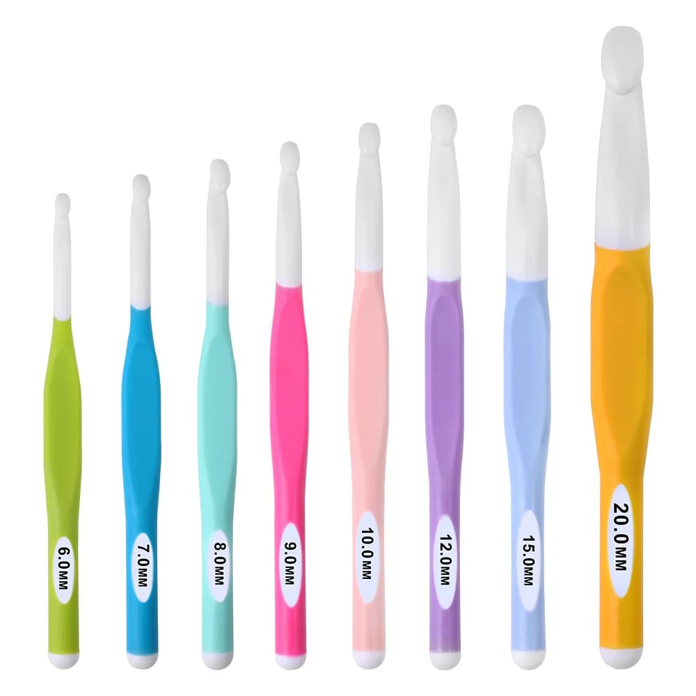 KOKNIT 1 pz Plastica Manico Morbido Uncinetti ergonomici 6-20mm ferri da maglia uncinetto fai da te per uso domestico filato tessuto strumenti per maglieria