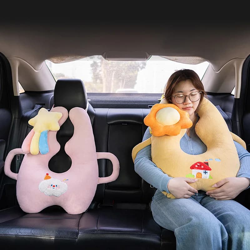 Cuscino da viaggio per bambini a forma di U con supporto per la testa del collo del bambino con motivo animale carino per cuscino per il collo di sicurezza del seggiolino auto per bambini